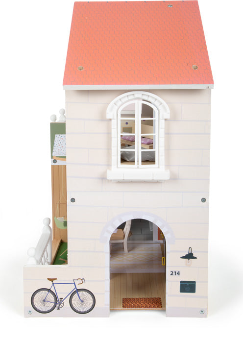Puppenhaus Stadtvilla kompakt aus Holz mit viel Zubehör von small foot