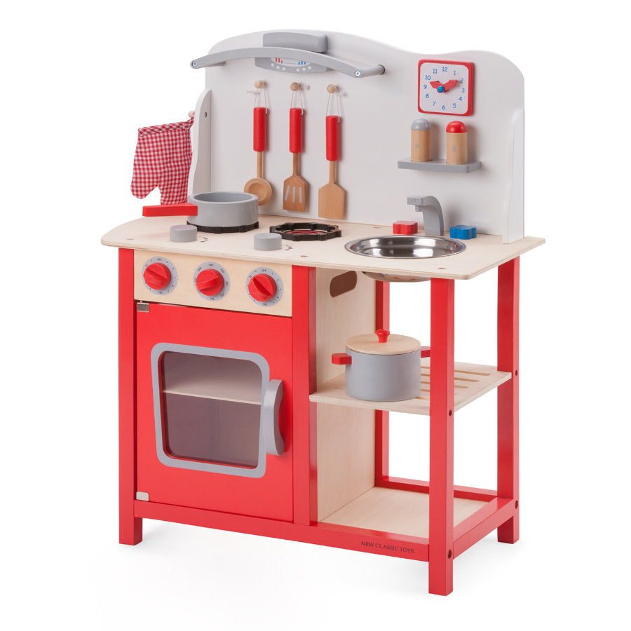 Spielküche Holz rot mit Zubehör New Classic Toys