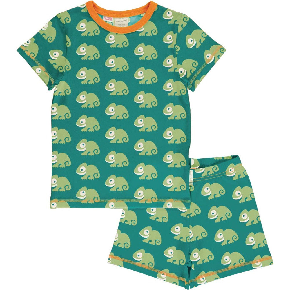 Maxomorra - Pyjama Set SS Chamäleon - grünen Schlafanzug mit dem lustigen Chmäleon-Motiv bei Timardo online kaufen!