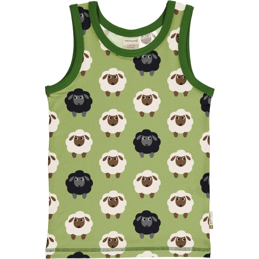 Maxomorra– Tank Top Unterhemd Schaf – grünes Baumwoll-Tank Top in verschiedenen Größen mit dem Schaf-Motiv bei Timardo online kaufen!