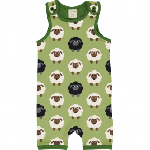 Maxomorra – Playsuit Sheep Short  – grüner Baumwoll-Strampler mit dem Schaf-Motiv bei Timardo online kaufen!
