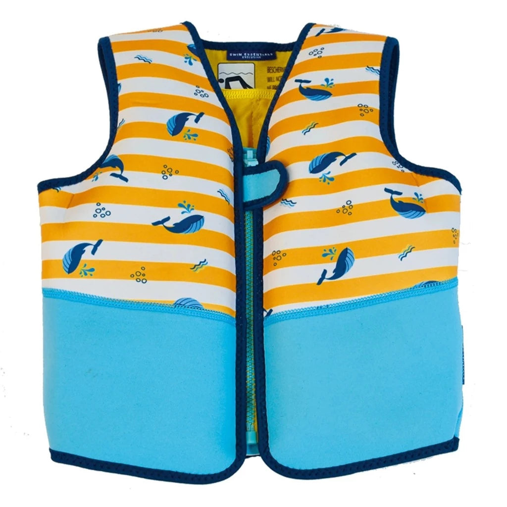 Schwimmweste für Kinder 18-30 kg (3-6 Jahre) mit Wal-Motiv in Gelb/Blau von Swim Essentials