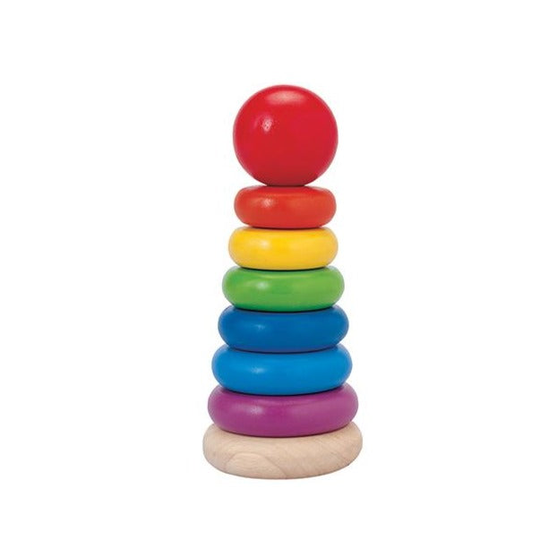 Stapelturm Ringe PlanToys - Mit dem Stapelturm aus Ringen von PlanToys lernt Ihr Kind den Unterschied zwischen verschiedenen Größen und Farben kennen. 