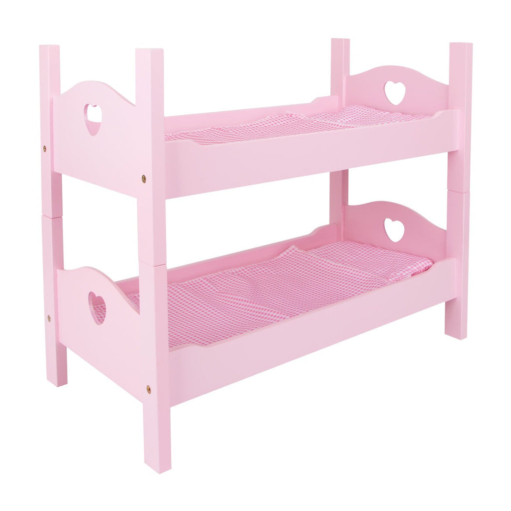  Puppenhochbett rosa aus Holz mit Schublade und Bettwäsche small foot