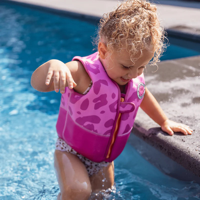 Schwimmweste für Kinder 18-30 kg Pink Leopard von Swim Essentials