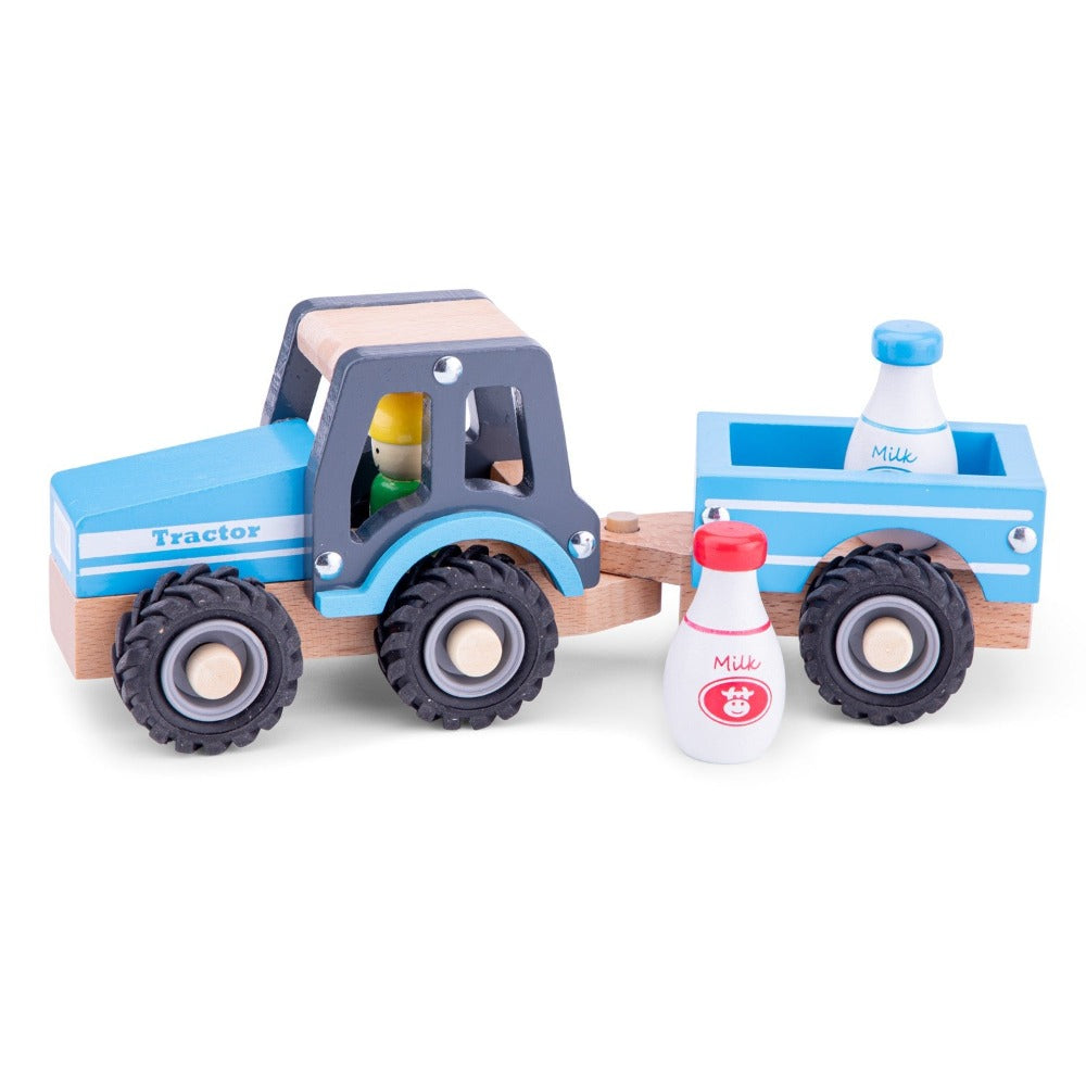 Traktor mit Anhänger und Milchkannen - New Classic Toys - Mit diesem Traktor mit Anhänger und passenden Milchkannen von New Classic Toys haben die Kleinen eine Menge Spaß beim Spielen
