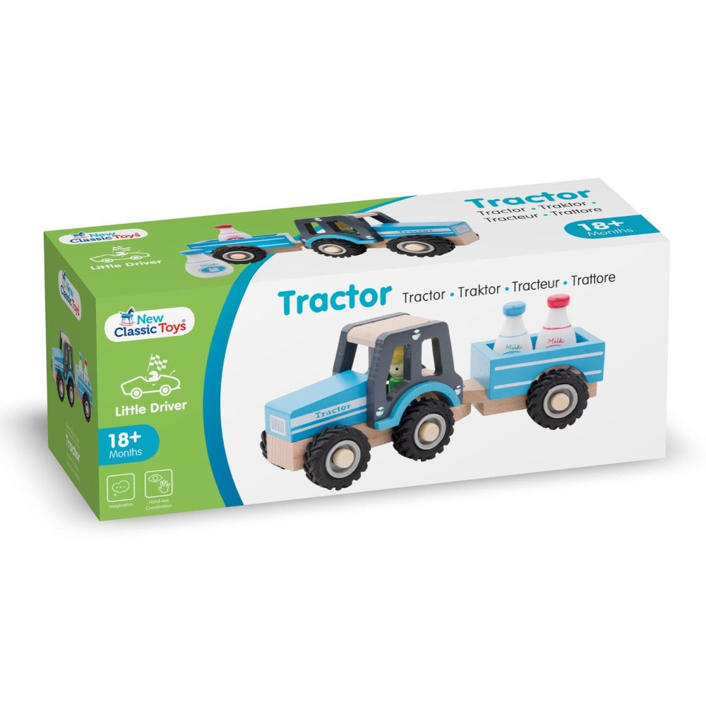 Traktor mit Anhänger und Milchkannen - New Classic Toys - Mit diesem Traktor mit Anhänger und passenden Milchkannen von New Classic Toys haben die Kleinen eine Menge Spaß beim Spielen