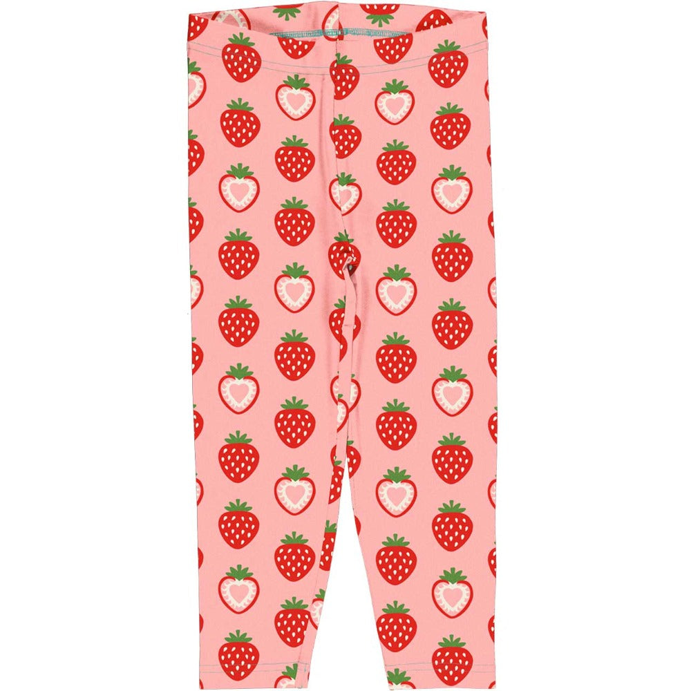 Maxomorra - Leggings Cropped Strawberry - rote 3/4 Leggings für Kinder mit Erdbeer-Motiv bei Timardo online kaufen!