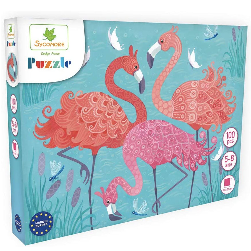 Sycomore - Puzzle Flamants Roses 100 Teile - Kinderpuzzle mit pinken Flamingos bei Timardo online kaufen!