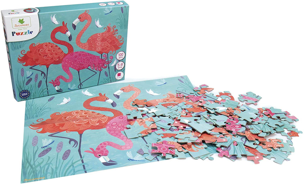 Sycomore - Puzzle Flamants Roses 100 Teile - Kinderpuzzle mit pinken Flamingos bei Timardo online kaufen!
