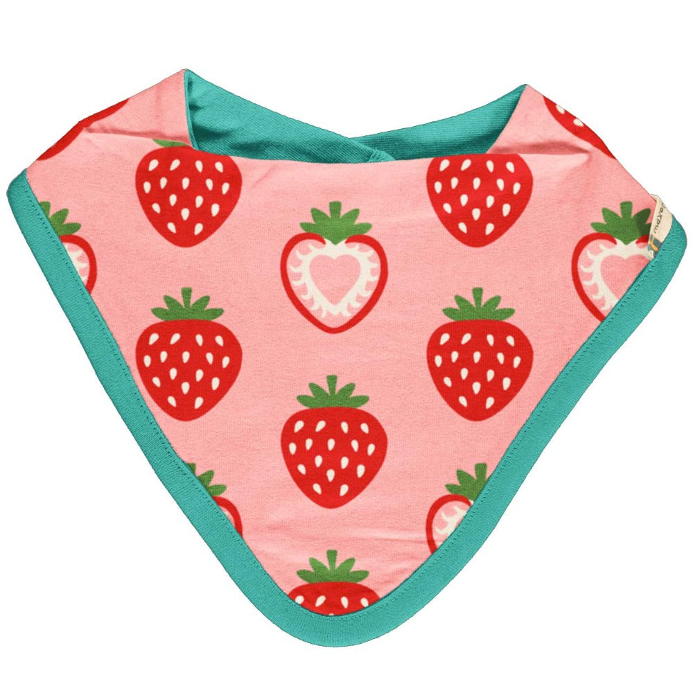 Maxomorra - Bib Dribble Strawberry - rosa Dreieck-Halstuch mit dem lustigen Erdbeeren-Motiv bei Timardo online kaufen! 