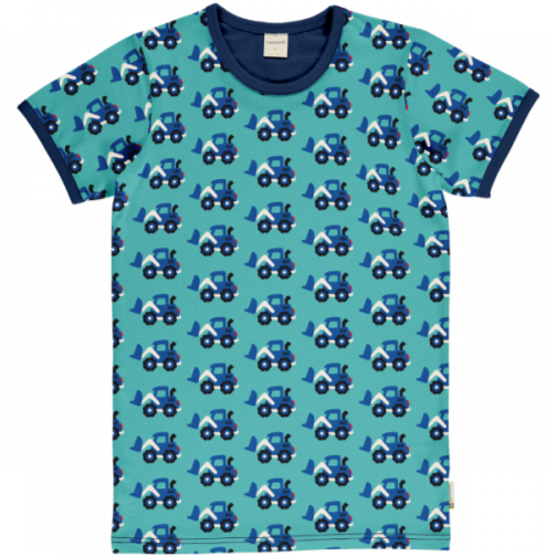 Maxomorra – Top SS Loader – blaues Baumwoll-T-Shirt in der Größe 110/116 mit dem Radlader-Motiv bei Timardo online kaufen! 