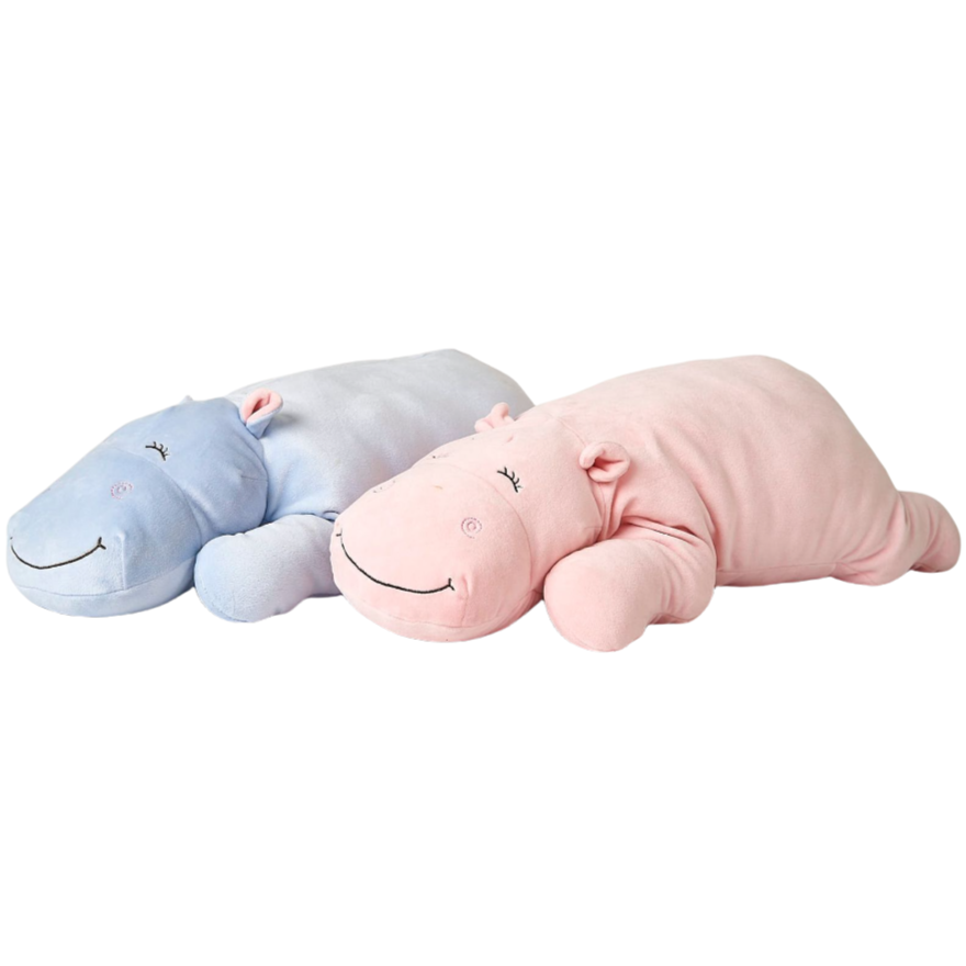 Uni-Toys - Kissen Plüsch-Nilpferd ultraweich - Nilpferd aus Plüsch in rosa und blau bei Timardo online kaufen!