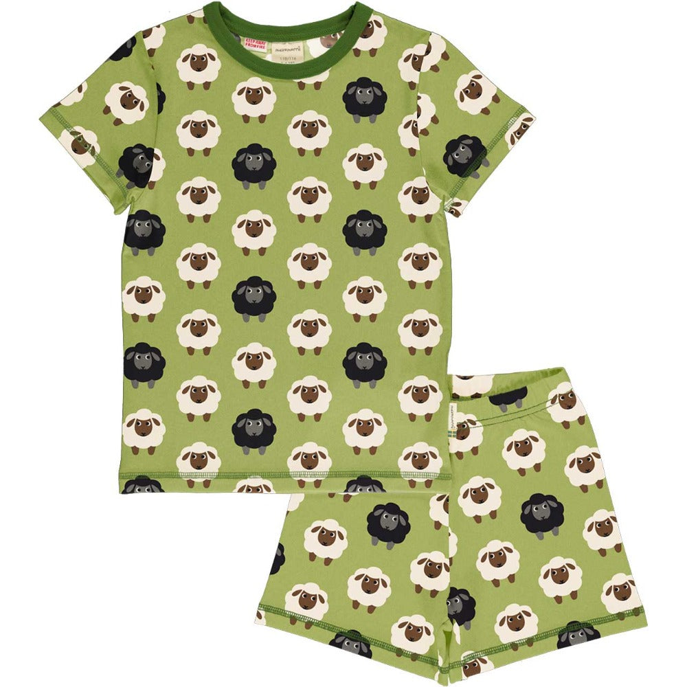 Maxomorra - Pyjama Set SS Sheep - grünen Schlafanzug mit dem lustigen Schafs-Motiv bei Timardo online kaufen!