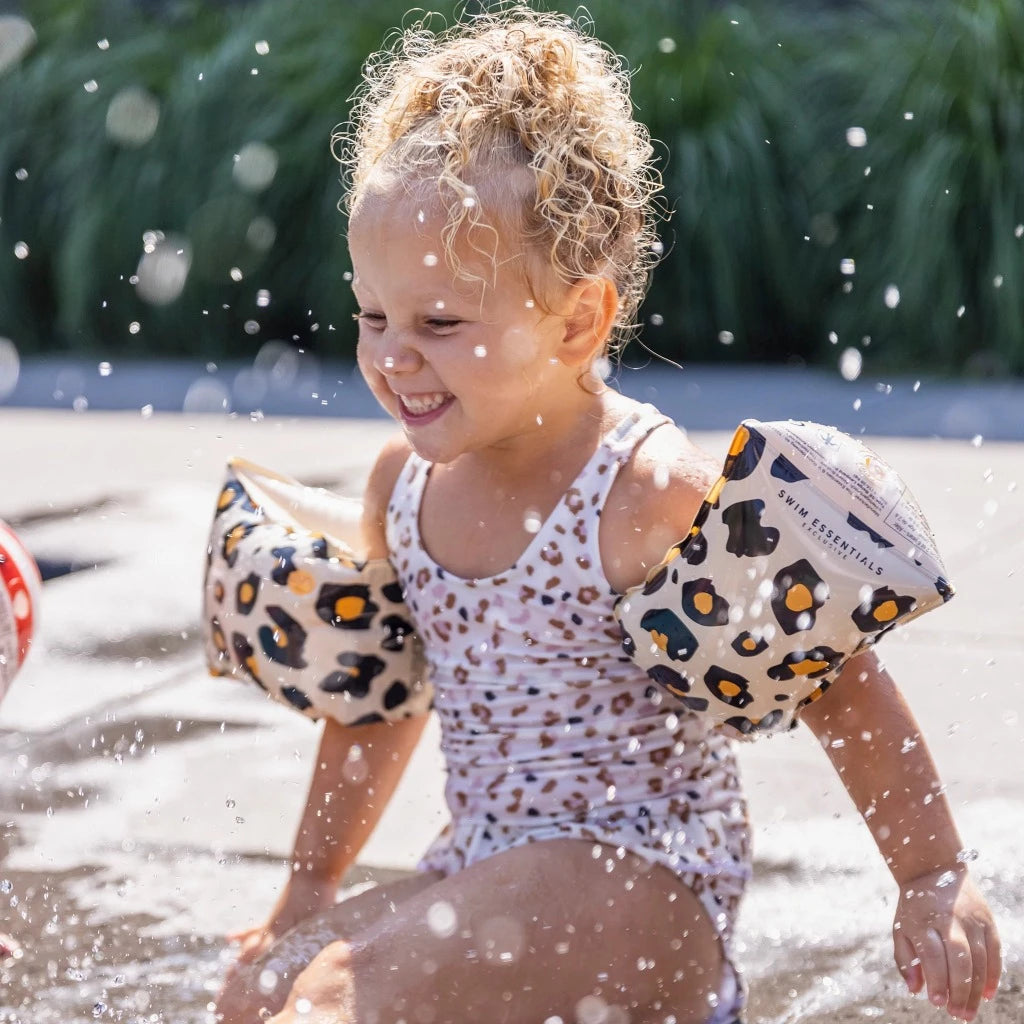 Schwimmflügel 2-6 Jahre (15-30kg) beige Leopardenmuster von Swim Essentials