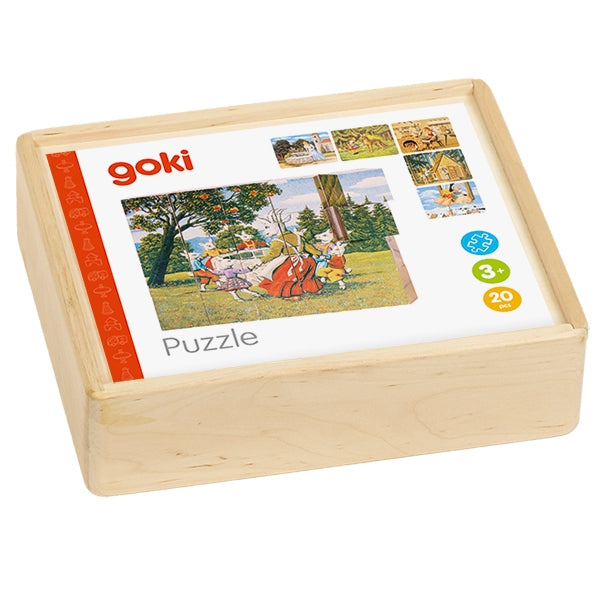 Würfelpuzzle Märchen 20-teilig aus Holz goki 57877