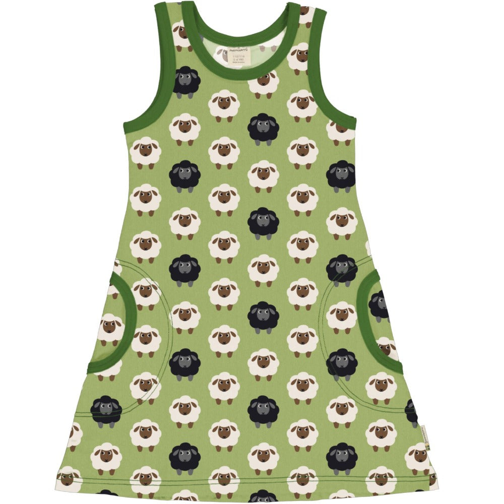 Maxomorra - Dress NS Sheep - grünes Baumwoll-Kleid mit dem Schaf-Motiv bei Timardo online kaufen!