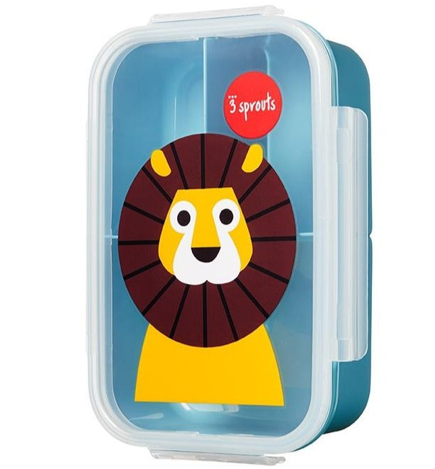 3 sprouts - Bento Box Brotdose Löwe - die blaue Brotdose mit dem Löwen-Motiv bei Timardo online kaufen!