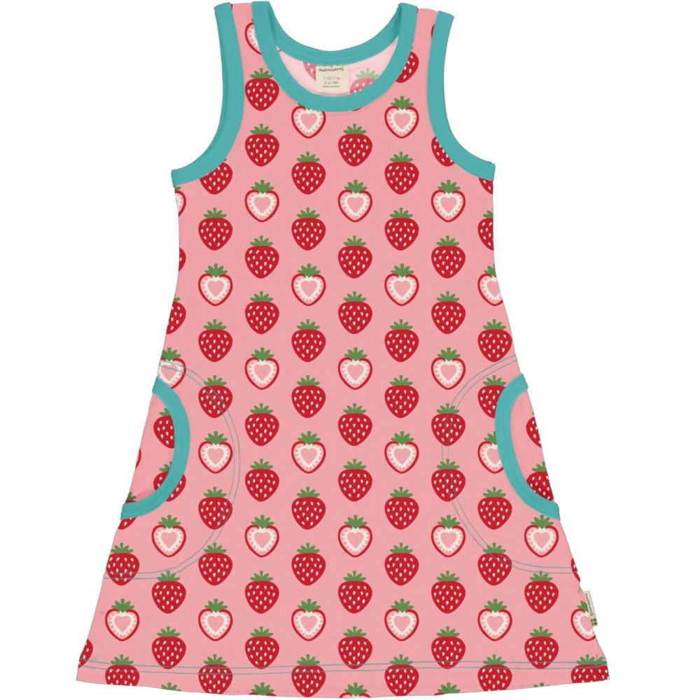 Maxomorra - Dress NS Strawberry - rosa Baumwoll-Kleid mit dem Erdbeeren-Motiv bei Timardo online kaufen!